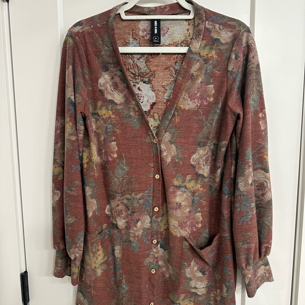 Floral Button-Up Cardigan